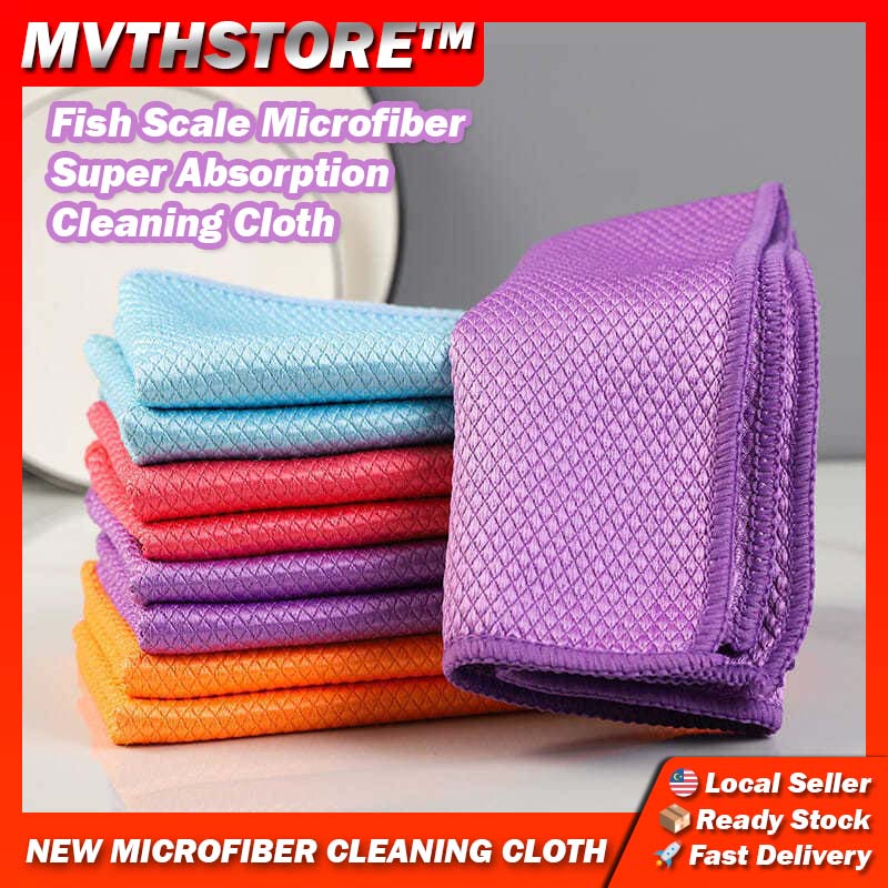 New Cleaning Clothes Fish Scale Microfiber Super Absorption Polishing ...