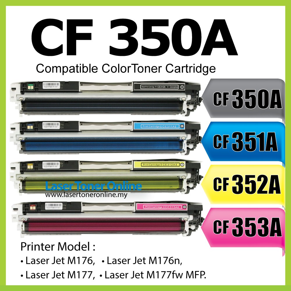 Compatible to HP CF350A 130A CF351A CF352A Color LaserJet Pro MFP M177FW M177 M176n M176 M 176 176n 177 177fw HP130A ink | Shopee