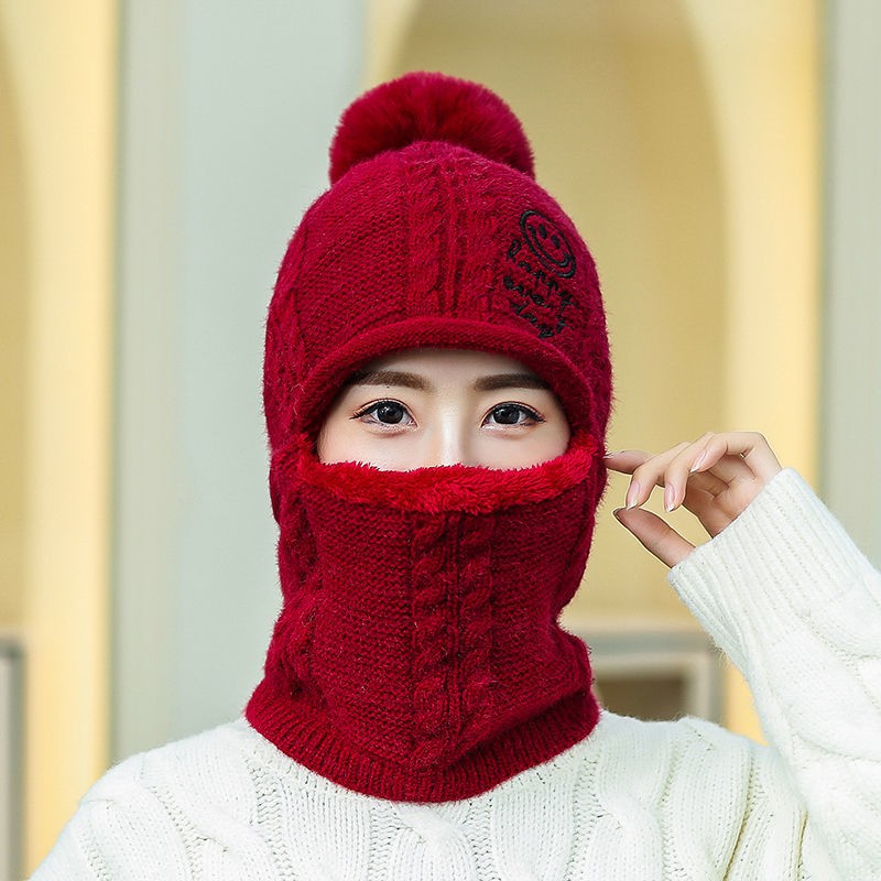 Menunggang basikal elektrik topi wol sehelai bulu wanita dicampur