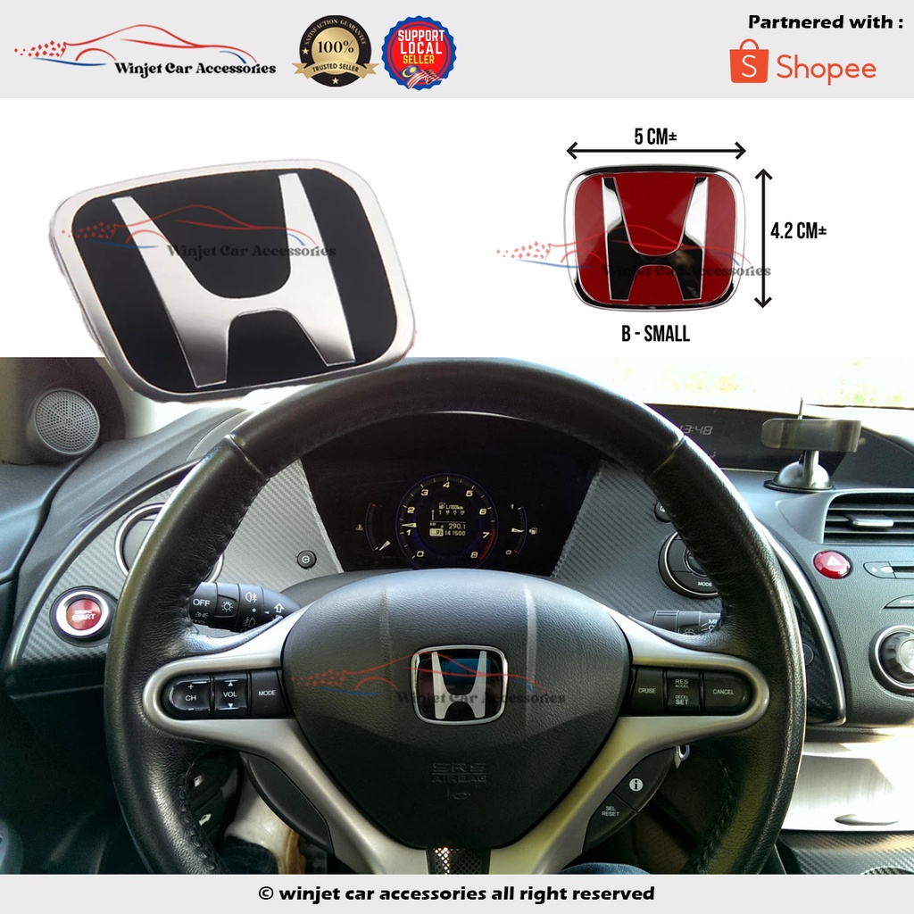 Honda TypeR Steering Wheel Car Kereta Logo Badge Emblem Black / Silver