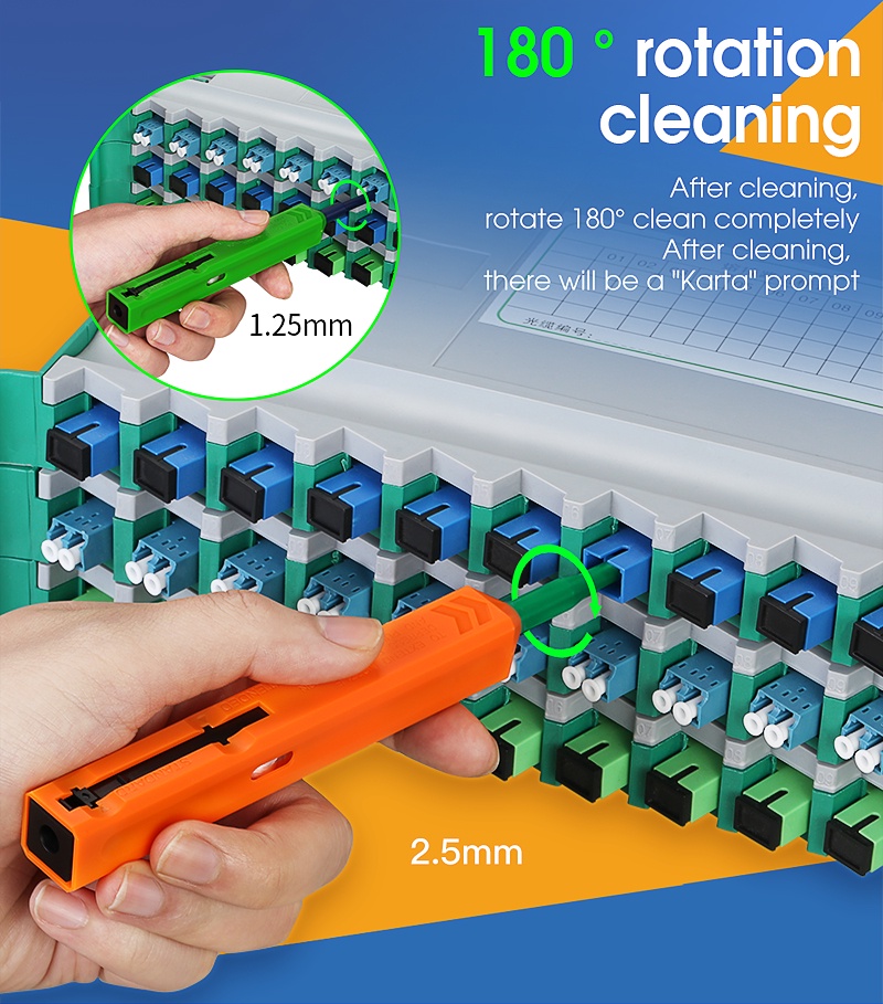 One-Click SC / FC / ST / LC Cleaning Tool 1.25mm and 2.5mm Fiber Optic ...