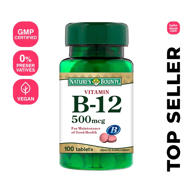 Nature's Bounty Vitamin B12 500mcg 100's Tablets (Expiry Date:10/2026 ...