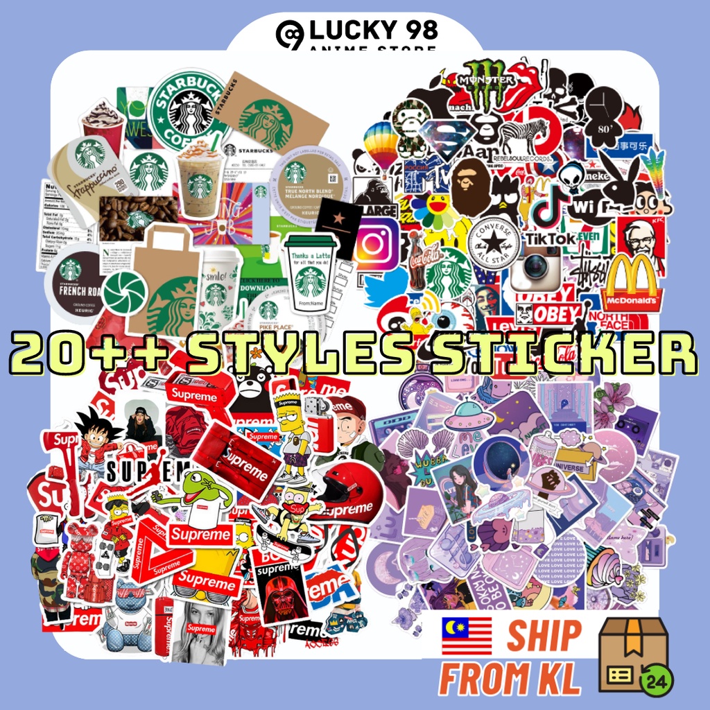 Sticker Laptop Sneaker Marvel Starbucks Aesthetic Waterproof Stickers ...