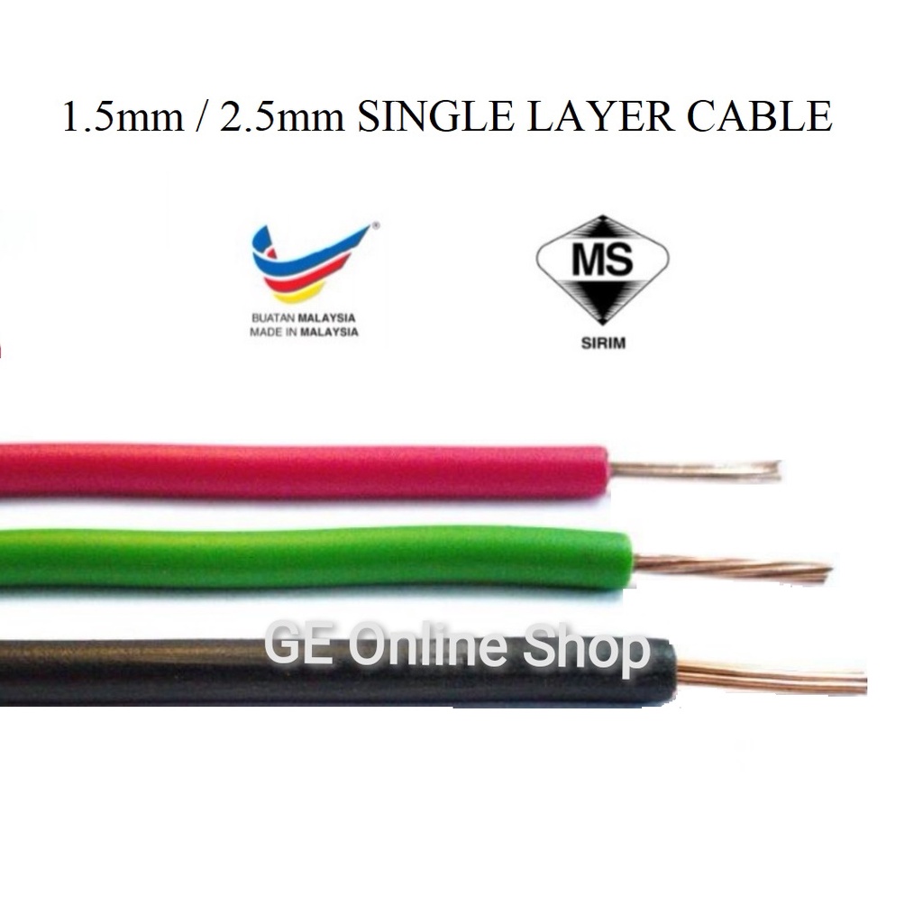 Loose Cut Kabel Wire 100% Pure Copper 1.5mm & 2.5mm Single Layer PVC ...