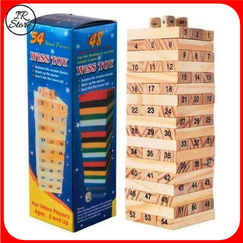 54pcs Wiss Wooden Toy Stacking Blocks / Tower Stacker Game (Small ...