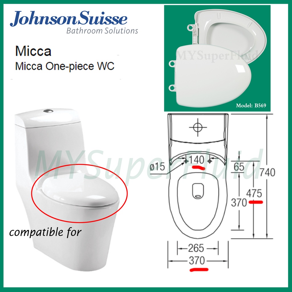 Johnson Suisse Micca Toilet Seat Cover Replacement (Soft Close) WSCB569