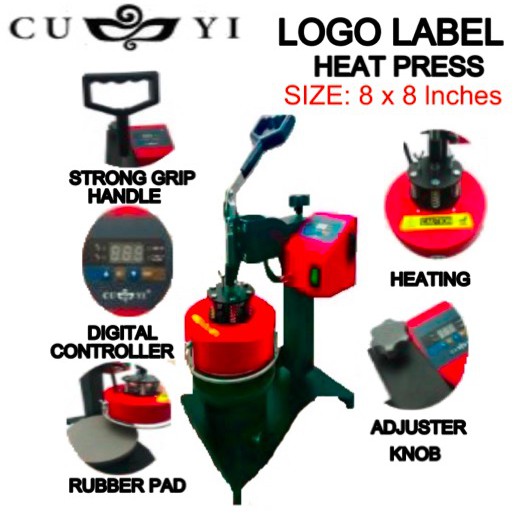 CUYI DIGITAL LOGO /ROUND FAN HEAT PRESS MACHINE (8 x 8 inches) | Shopee ...