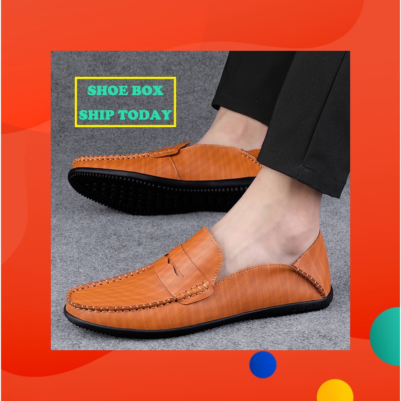 【new Stock】kasut Kulit Lelaki Mens Genuine Leather Loafers Male Casual Leather Shoes Doug Boat 5469