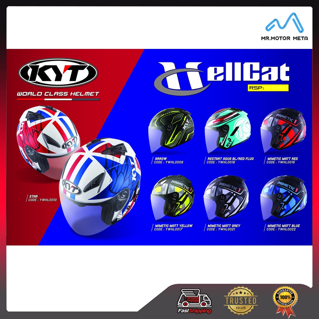 KYT HELLCAT OPEN FACE HELMET SINGLE VISOR EDITION Shopee Malaysia