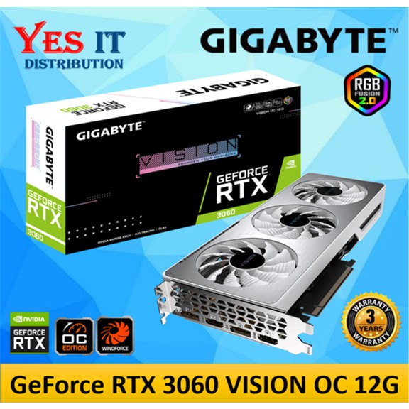 GIGABYTE GeForce RTX 3060 VISION OC 12G GRAPHIC CARD (GV-N3060VISION OC ...