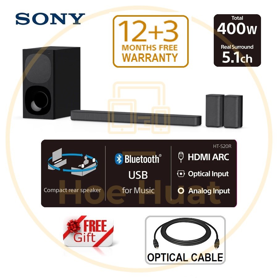 Sony HTS20R (400W) 5.1ch Surround Home Cinema Soundbar with Bluetooth