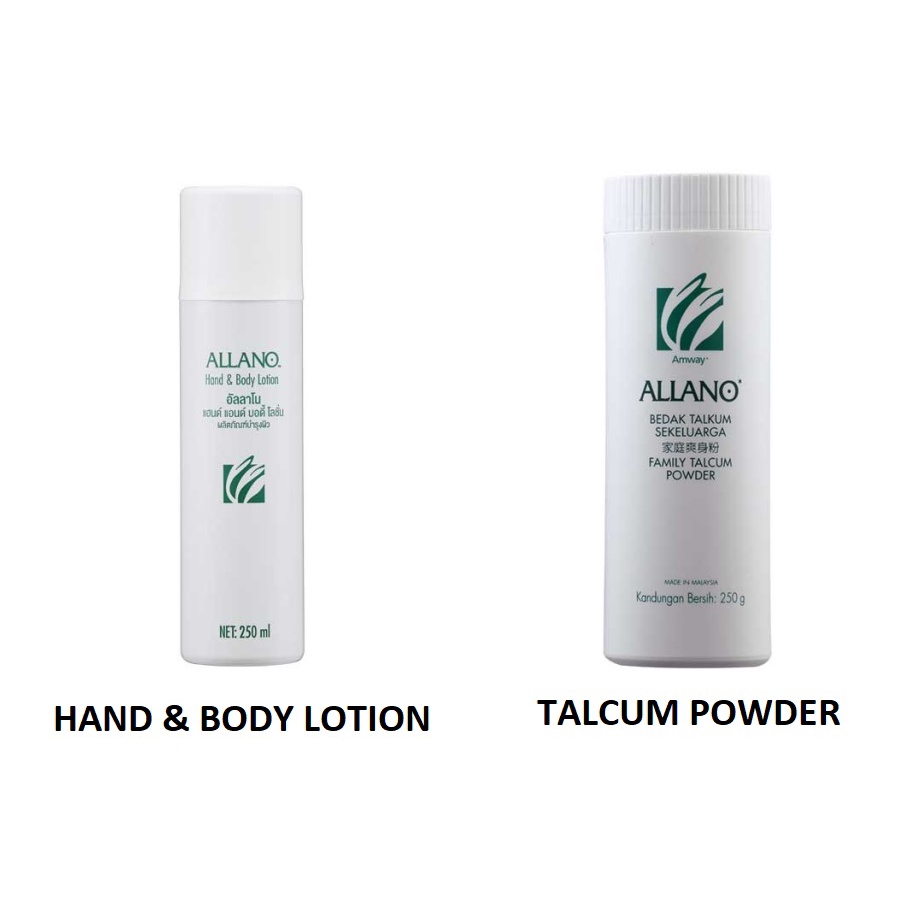 AMWAY ALLANO Hand & Body Lotion 250g ALLANO Family Talcum Powder