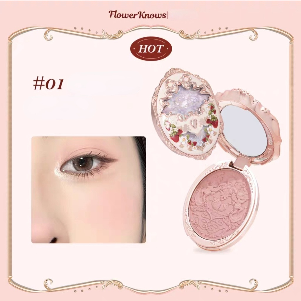Flower Knows Strawberry Rococo Jewel 5 Colors Eyeshadow Palette Pearlescent