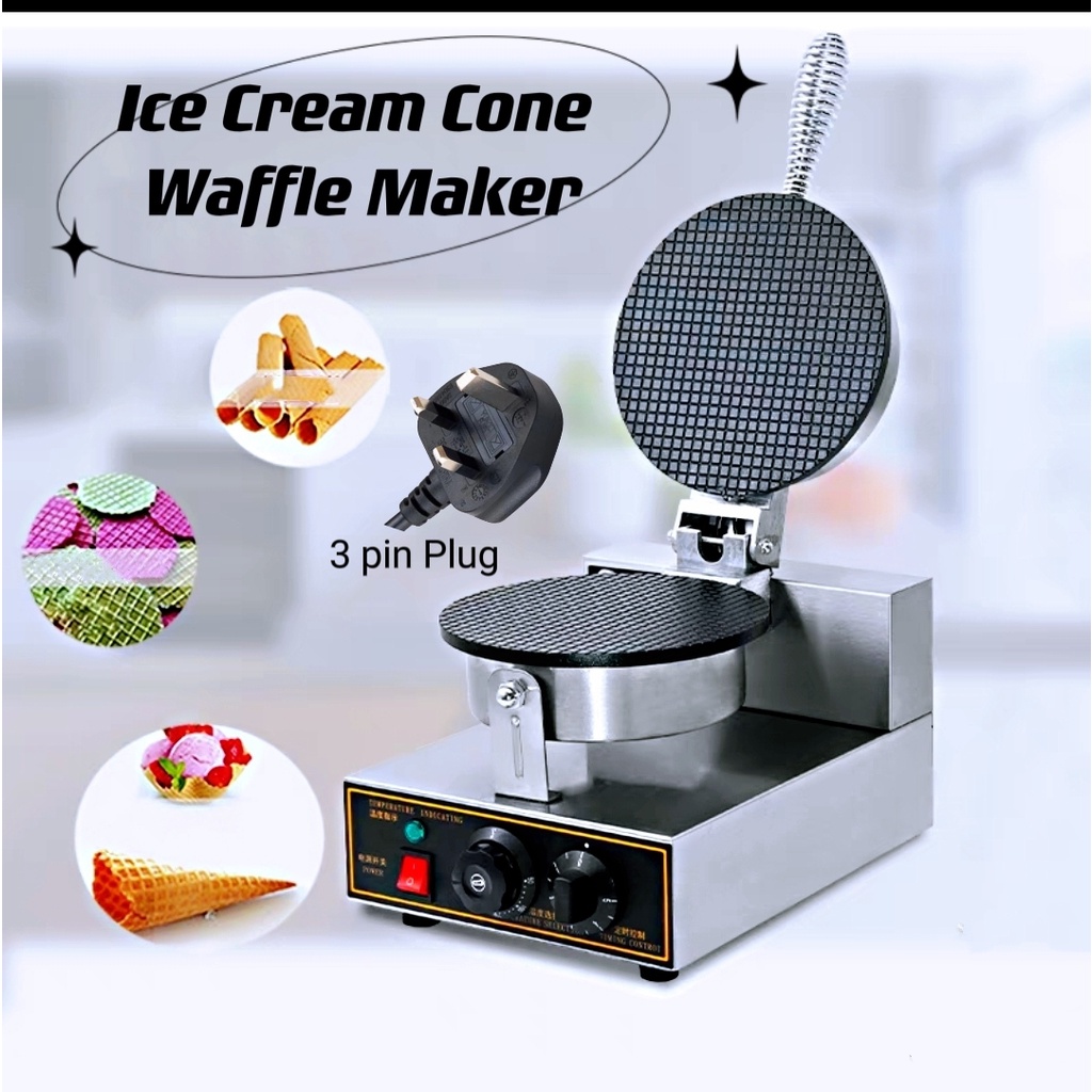Electric Ice Cream Cone Waffle Maker Flat Egg Roll Machine Ice Cream