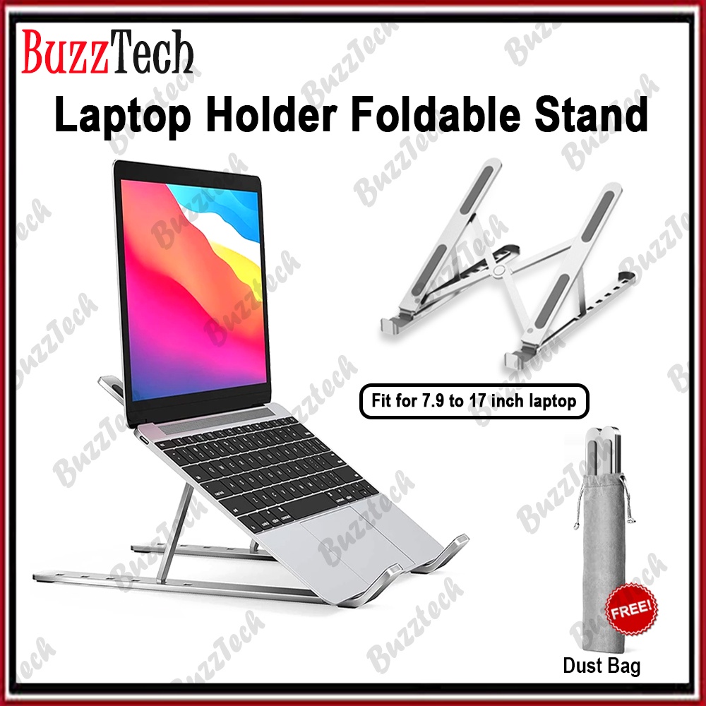 BuzzTech Aluminum Alloy Laptop Holder Foldable Stand Adjustable ...