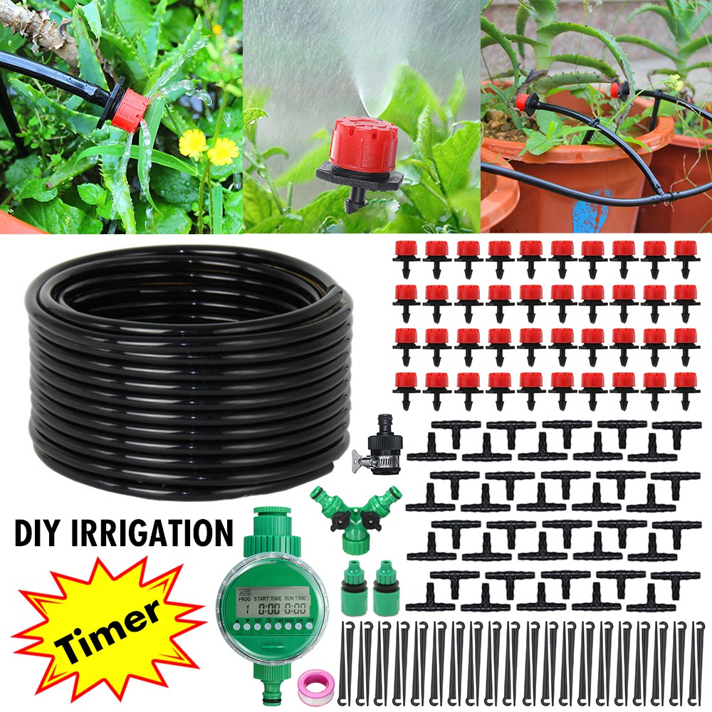 DIY Timing Automatic Garden Drip Irrigation System Plant Flower ...