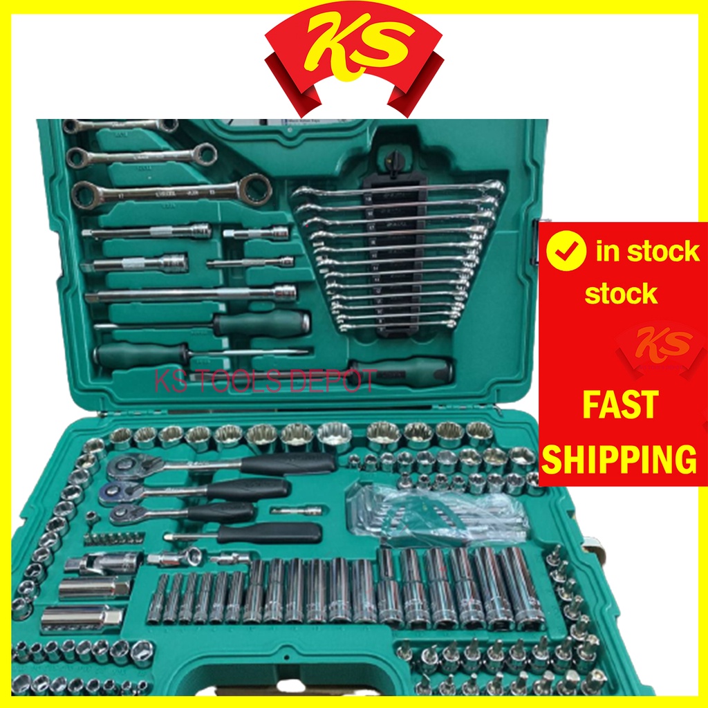 SATA 150pcs 09510 1/4 x 3/8 x 1/2 Drive 6PT &12PT Socket Wrench Set