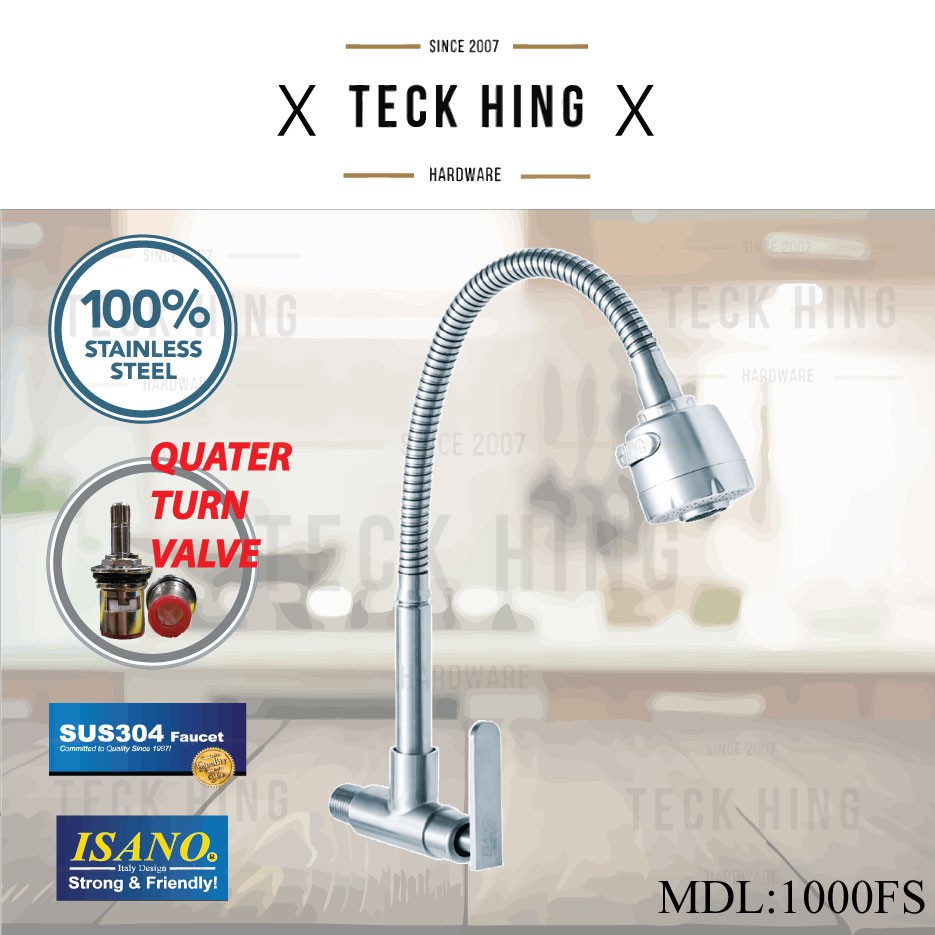 Fs Isano Mm Stainless Steel Sus Kitchen Faucet Flexible Neck Wall Sink Tap Shopee