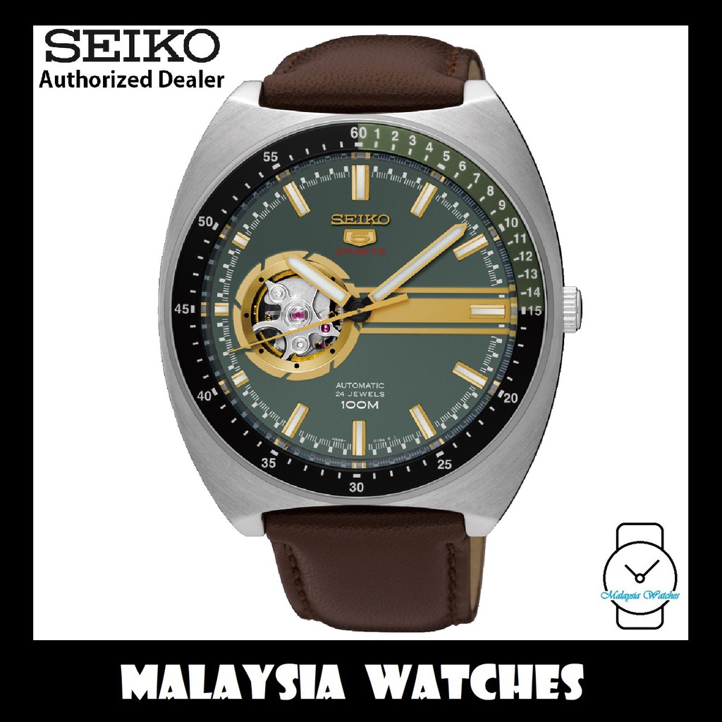 Seiko 5 Sports SSA333K1 Gents Automatic Open Heart Leather Watch