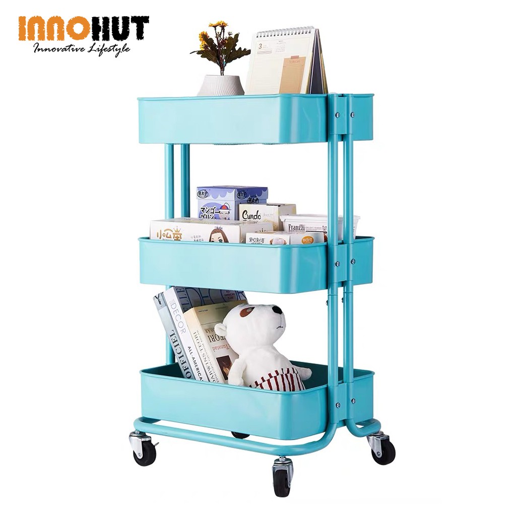 Innohut 3 Tier Multi-functional Metal Trolley Storage Rack with Handle ...