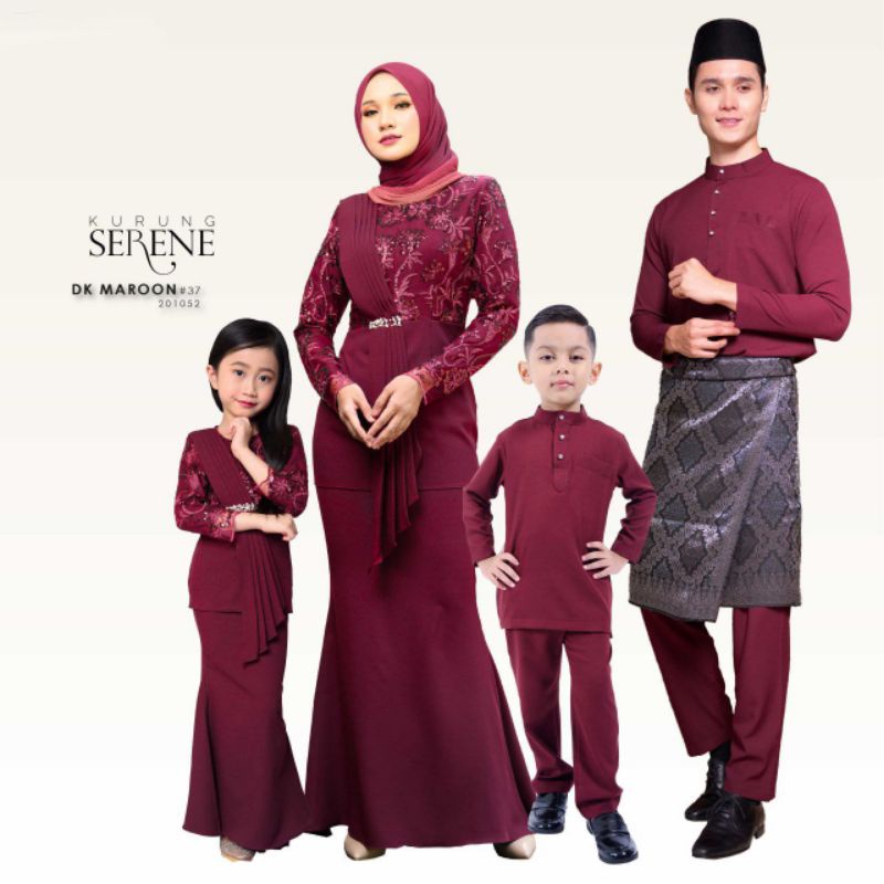 BAJU KURUNG MODEN LACE KURUNG DARK MAROON BAJU MELAYU SLIM FIT SET ...