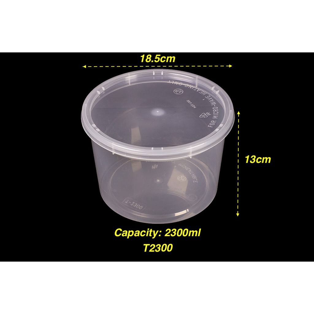 R-2300ml Large Round Plastic Food Container With Lid / Bekas Plastik ...