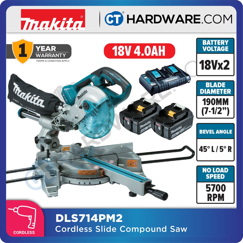 MAKITA DLS714Z DLS714PM2 SLIDE COMPOUND MITRE SAW 18Vx2 7 1 2