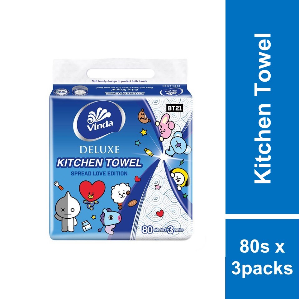 Vinda Deluxe Softpack Kitchen Towel BT21 Edition 80s x 3packs Shopee