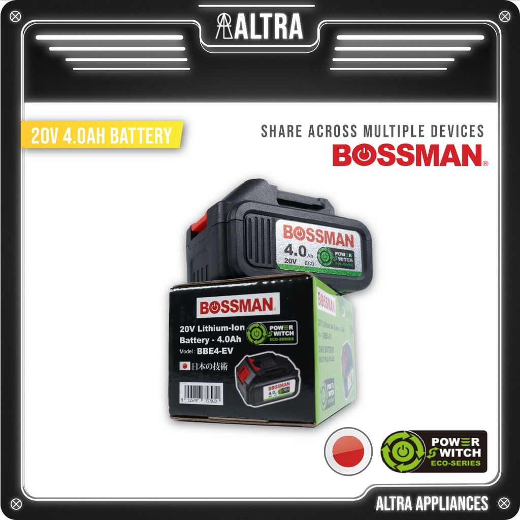 BOSSMAN 20V 5.0Ah, 4.0Ah & 2.0Ah Lithium-ion Battery - BBE5-EV, BBE4-EV ...