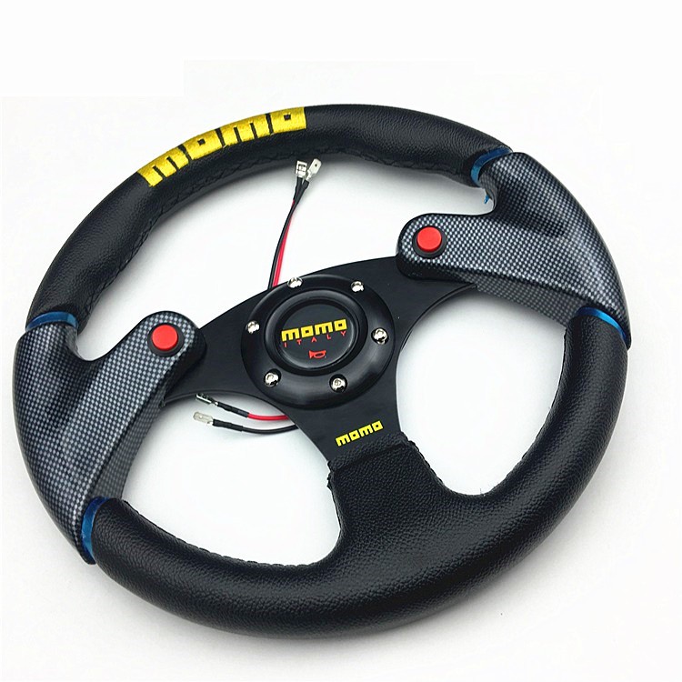 MOMO Universal Car Racing Steering Wheel With PVC Carbon Fiber Steering
