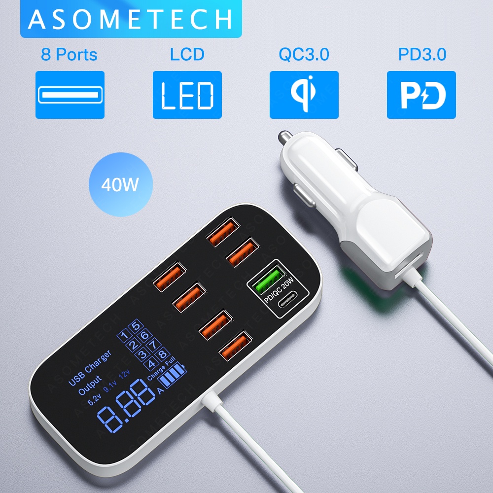 Asometech W Ports Fast Usb Car Charger Type C Qc Pd Fast Charging Usb Charger Mobile