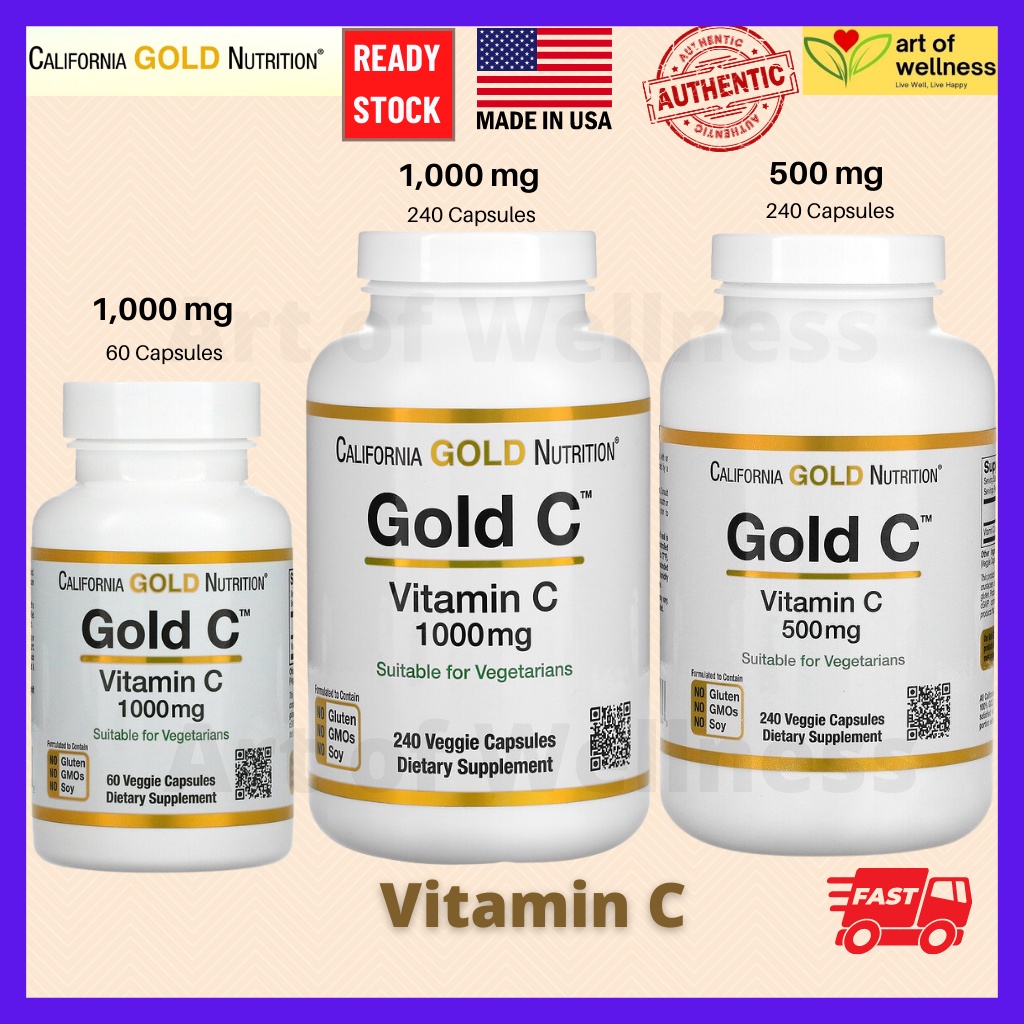 Ready Stock California Gold Nutrition Gold C Vitamin C 500mg 1000 Mg 60 240 Veggie Capsules