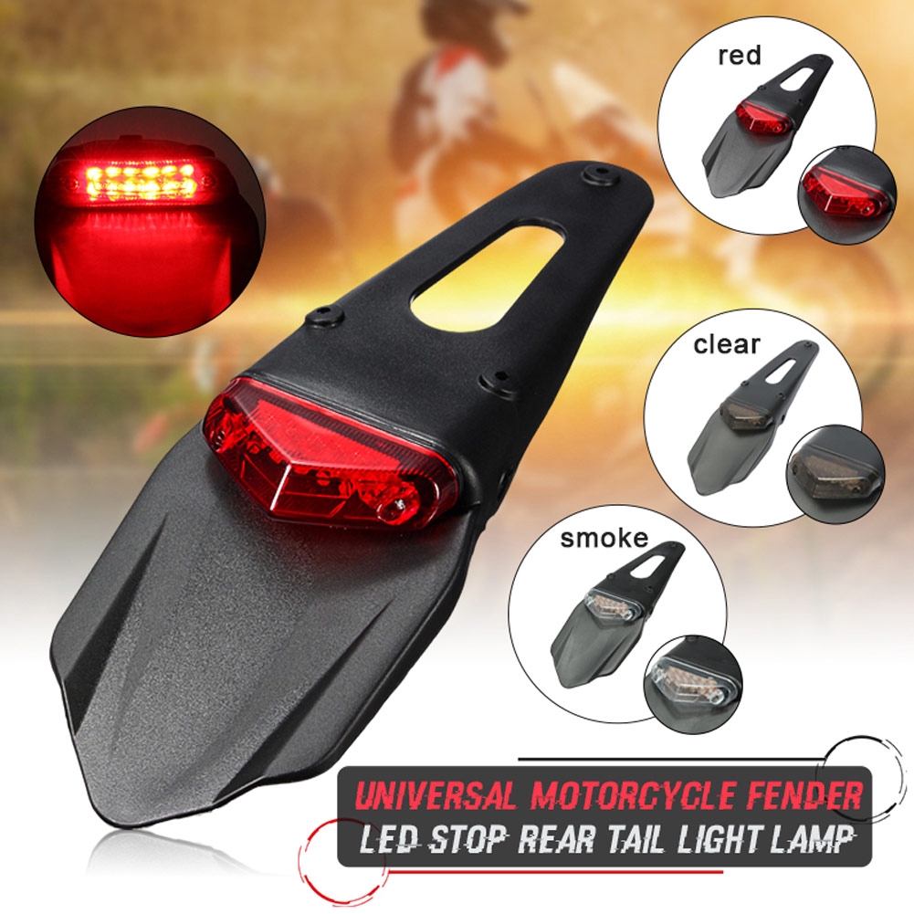 Motorcycle Enduro Trial Dirt Bike Fender LED Stop Rear Tail Light Lamp ...