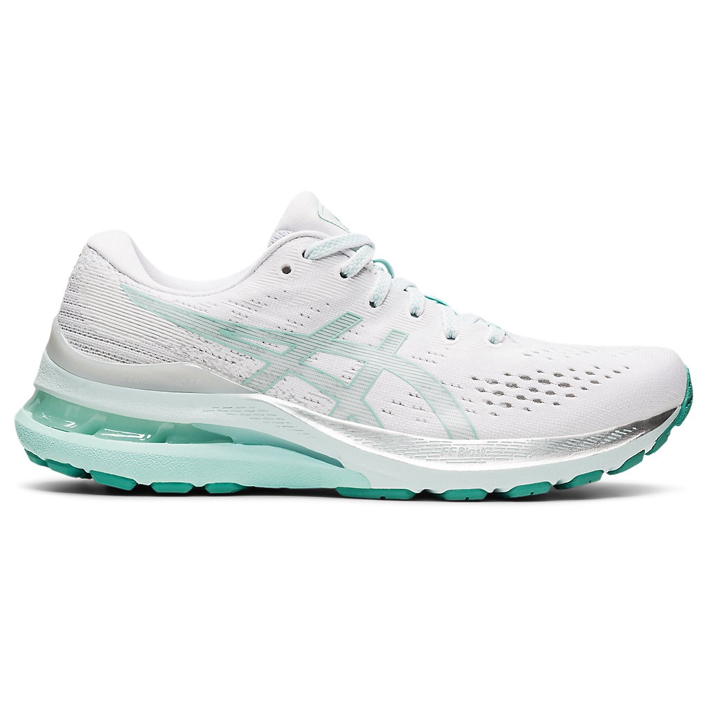 ASICS Gel Kayano 28 Women Running Shoes in White Oasis Green