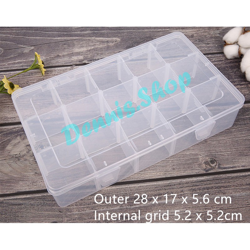 (Ready Stock）Large 15 grid transparent detachable grid storage box大号15格 ...
