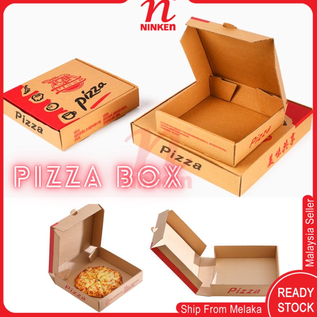 Kotak Pizza Box Brown Triple Layer Corrugated Board Retro Design