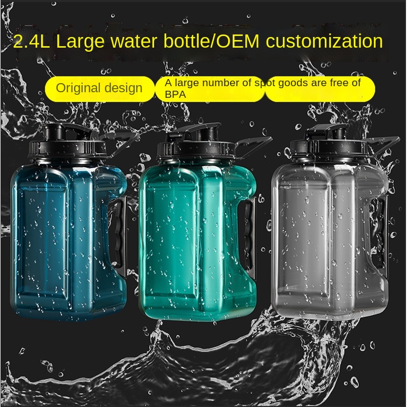 2.4L Water Bottle BPA Free Motivational Big Large Capacity Water Jug ...