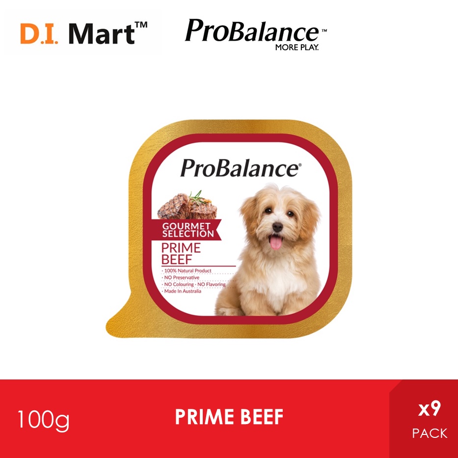 ProBalance Gourmet Selection Wet Dog Food - Prime Beef (100g x 9 Packs ...