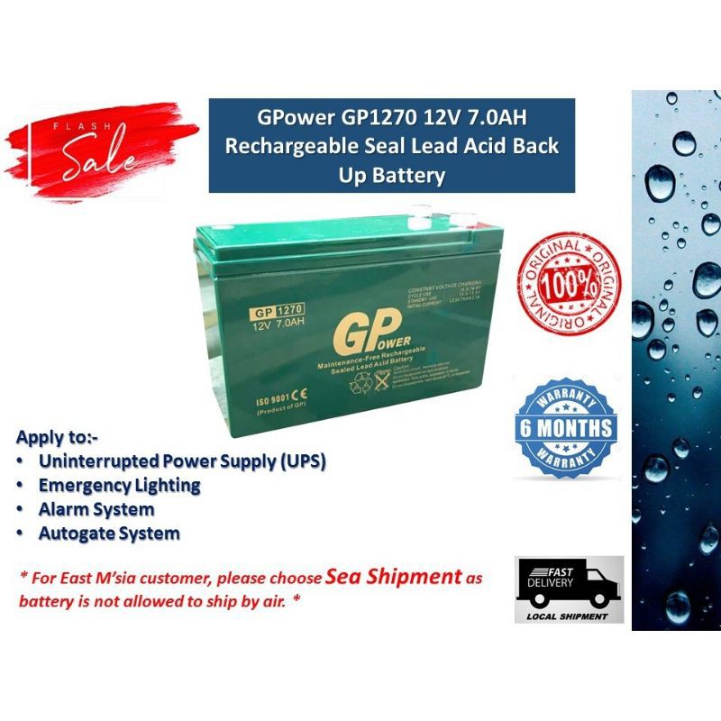 GP Battery 12V 7AH / Alam /Auto Gate / CCTV / Toys Car / Rechargeable ...
