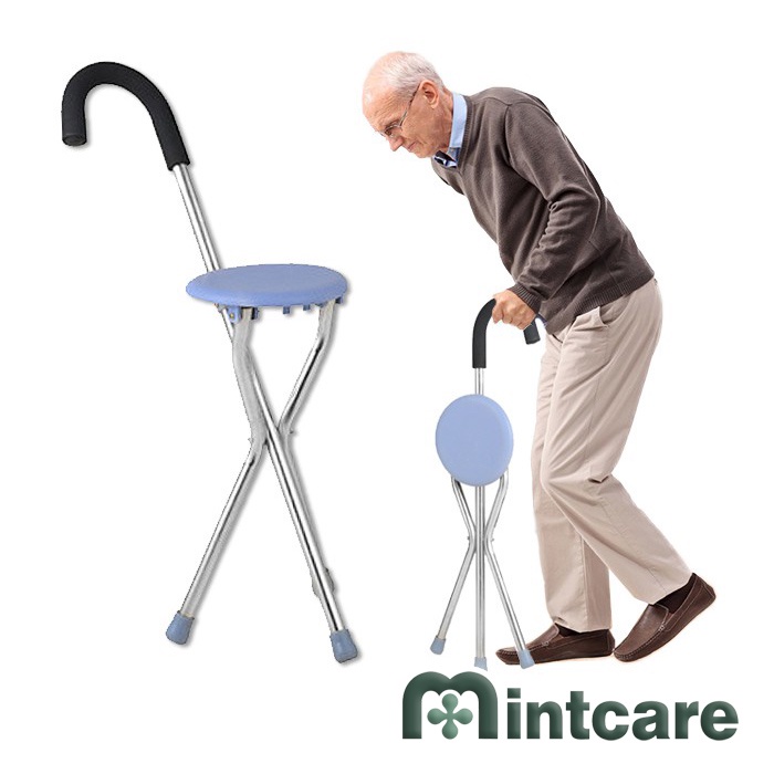Mintcare Stainless Tripod Folding Cane With Seat Light Weight Tongkat ...