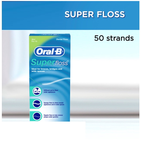 OralB SUPER FLOSS Dental Floss Mint 50M Expiry 01/2025 Shopee Malaysia