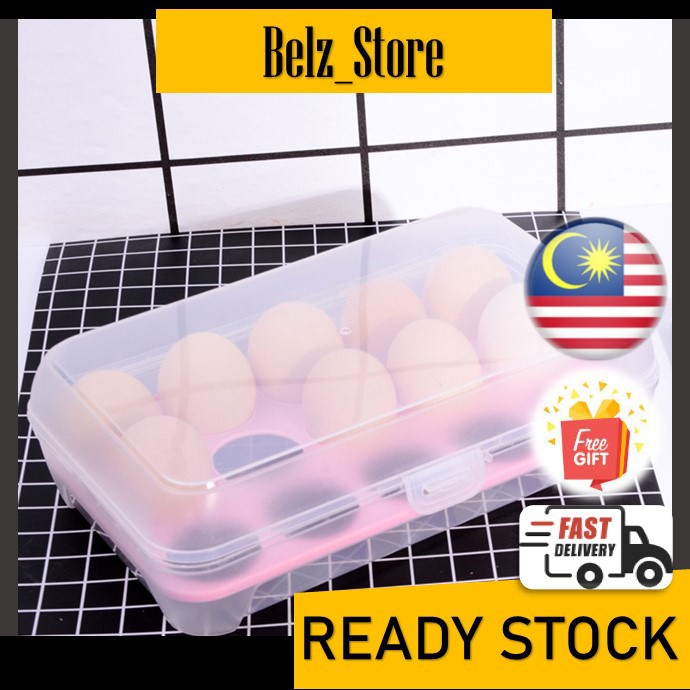 [READY STOCK] Plastic Egg Storage Container (15 egg grids) | Shopee