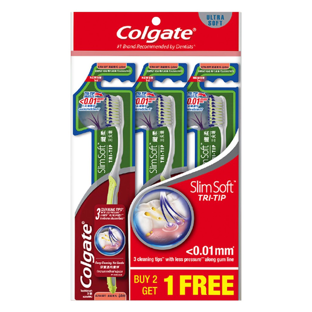 Colgate SlimSoft Tri-Tip Toothbrush (Buy 2 Free 1) | Shopee Malaysia