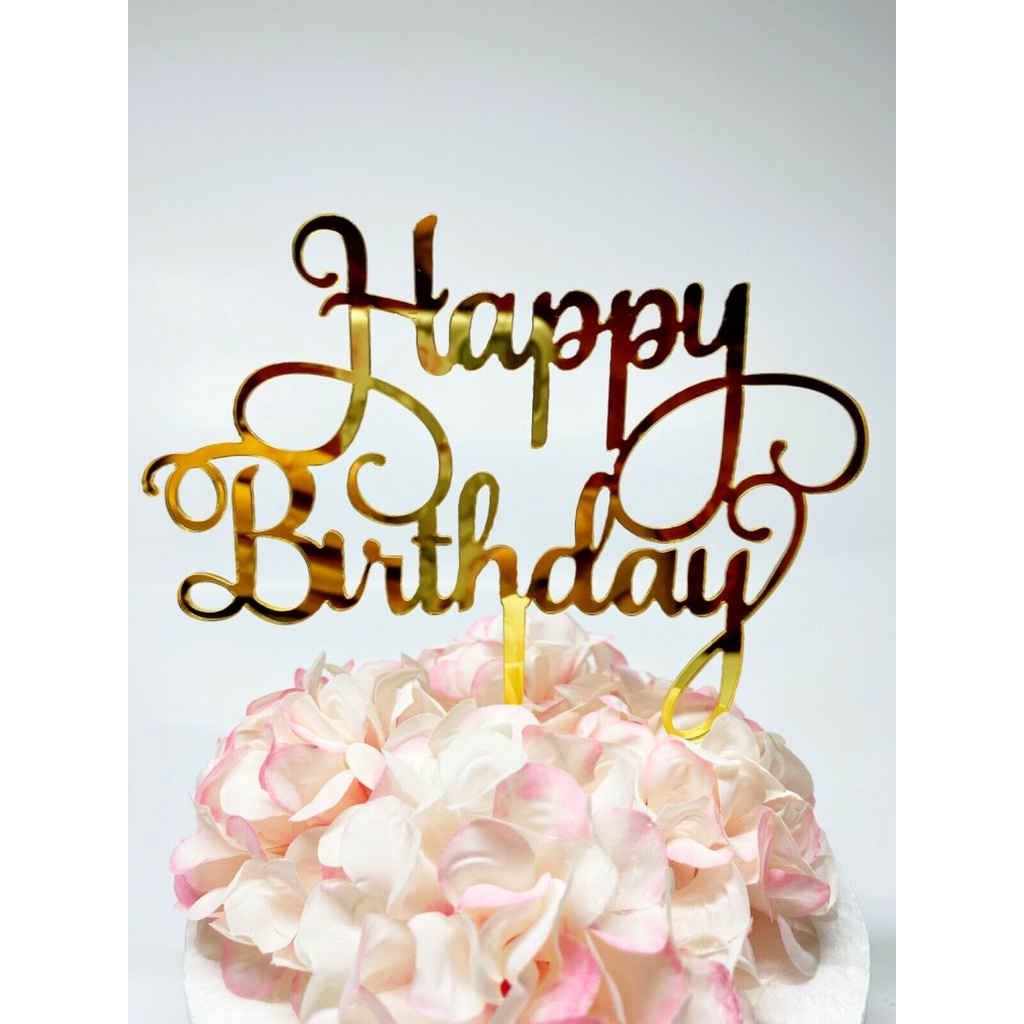 Happy Birthday Acrylic Gold Cake topper Birthday Cake Decoration