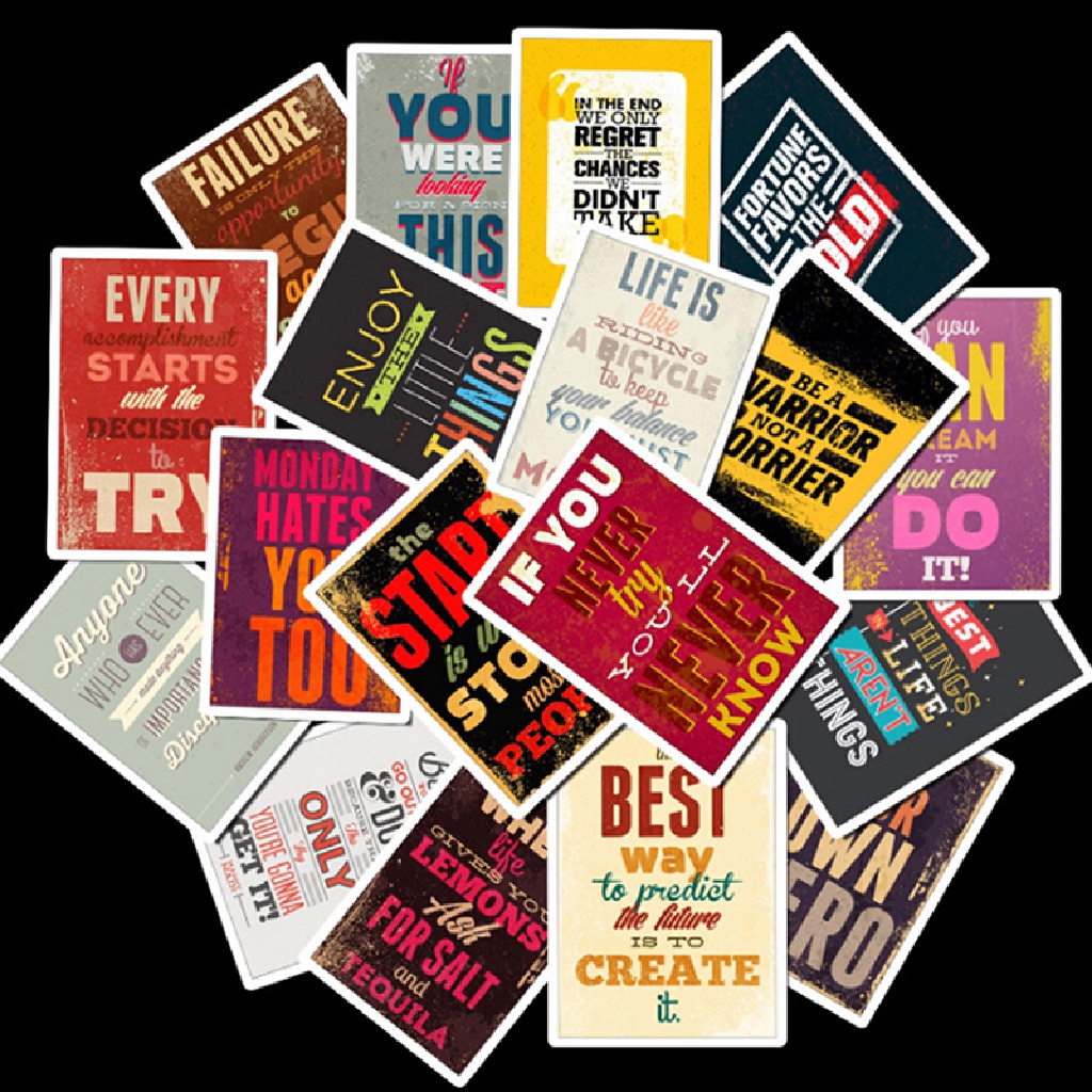Ahlsen> 25Pcs Motivational Life Quotes Diary Stickers Skateboard Laptop ...