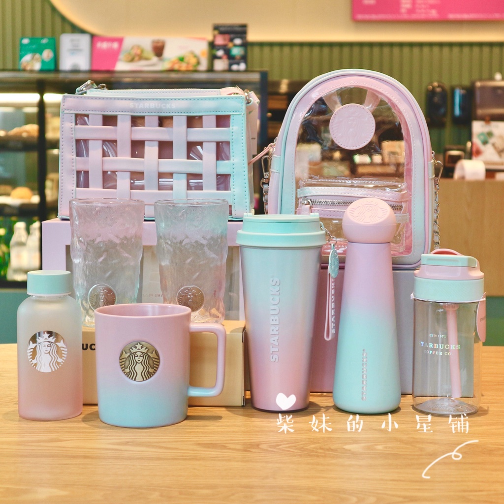 Starbucks 星巴克 China 2021 Summer Pink Green Gradient Thermal Tumbler ...