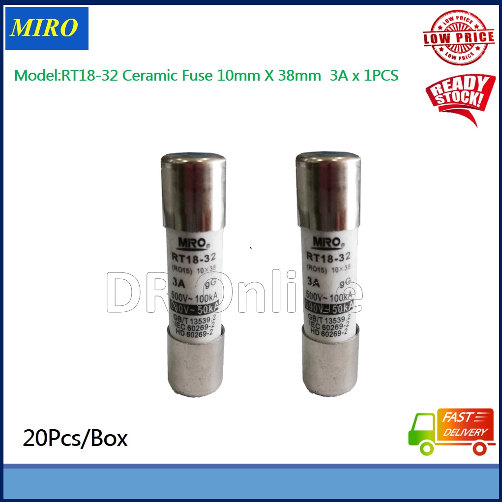 CERAMIC FUSE 10MM x 38MM CARTRIDGE FUSE 1A 2A 3A 4A 5A 6A 8A 10A 12A ...
