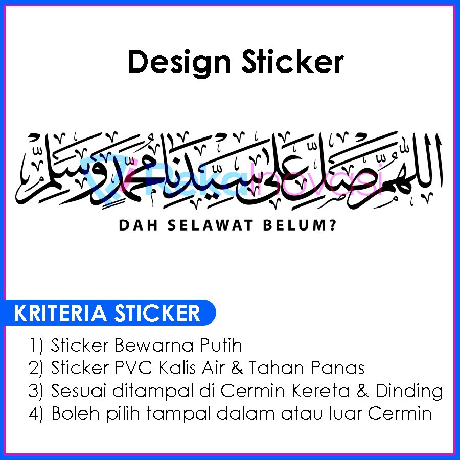 CAR STICKER, STIKER KERETA Stickers Khat Jawi Selawat Cermin Belakang ...