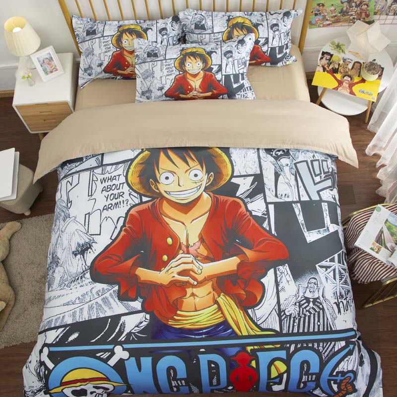 3IN1 ONE PIECE Bedsheet Set Single/Double Queen Size Luffy Ace Sanji ...