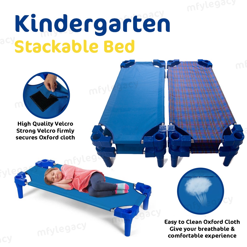 🎀READY STOCK🎀 Kids Kindergarten Stackable Bed Portable Daycare Bed Children Preschool Katil
